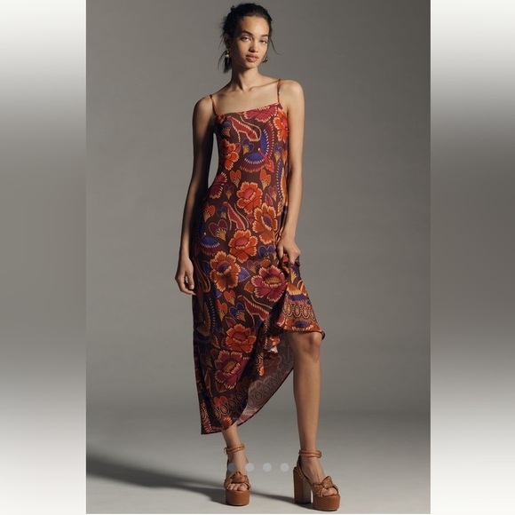 Farm Rio x Anthropologie NWT Sleeveless Cowl-Neck Slip MIDI dress size S. - Picture 2 of 7